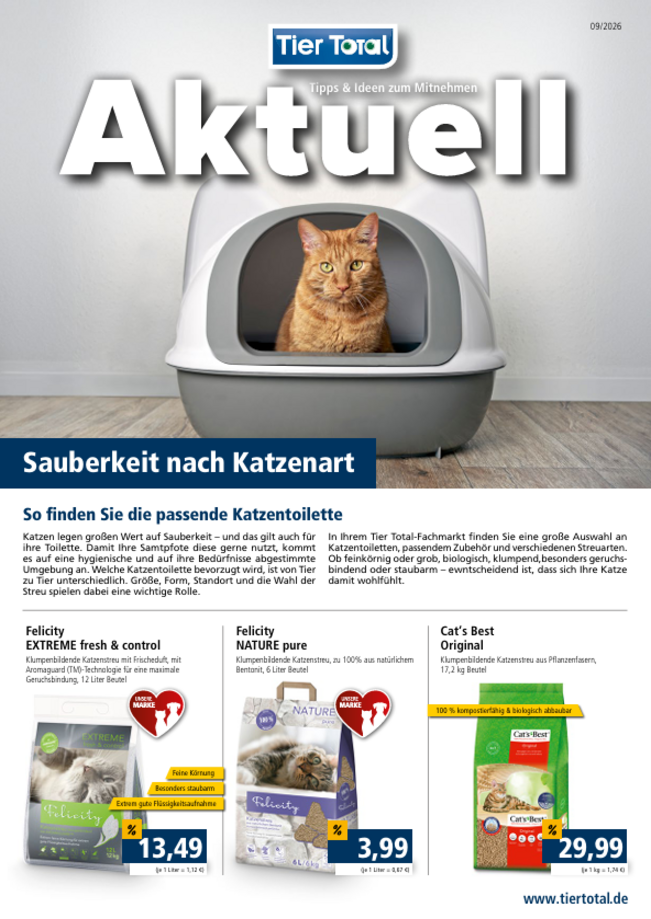 Hier unsere aktuelle Werbung entdecken! Sauberkeit nach Katzenart
